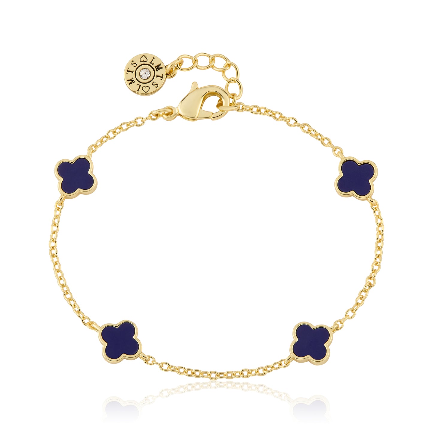 14K Gold Plated 8mm Clover Station Chain Bracelet Wholesale