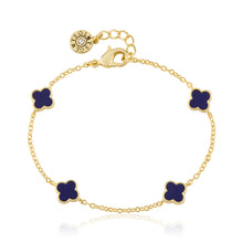 14K Gold Plated 8mm Clover Station Chain Bracelet