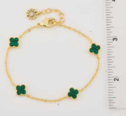 14K Gold Plated 8mm Clover Station Chain Bracelet