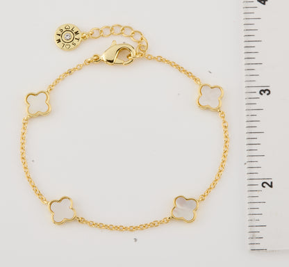 14K Gold Plated 8mm Clover Station Chain Bracelet Wholesale