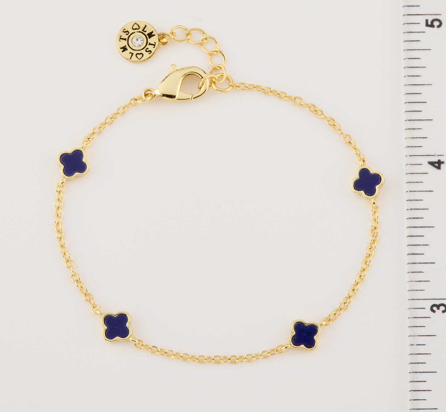 14K Gold Plated 6mm Clover Station Chain Bracelet
