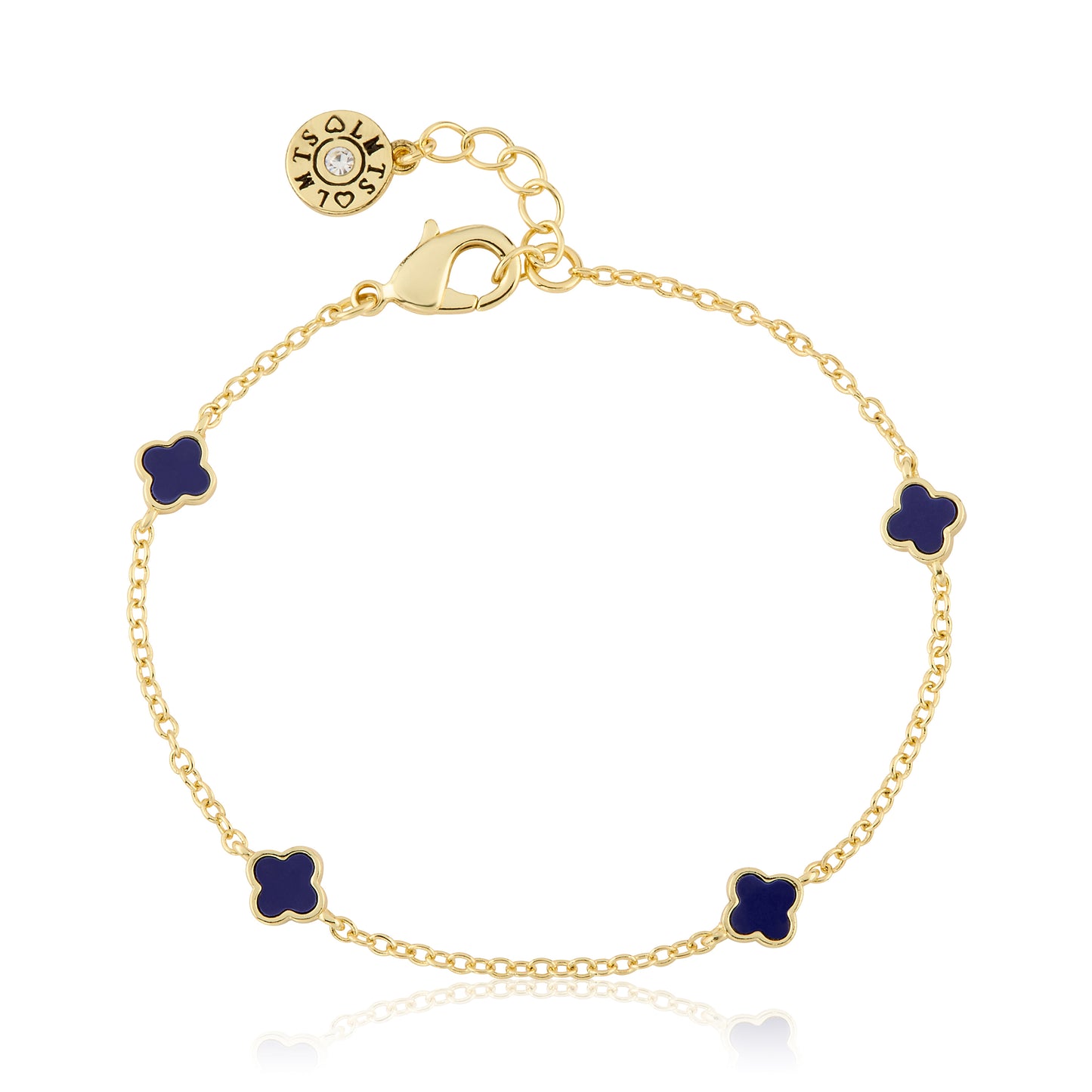 14K Gold Plated 6mm Clover Station Chain Bracelet Wholesale