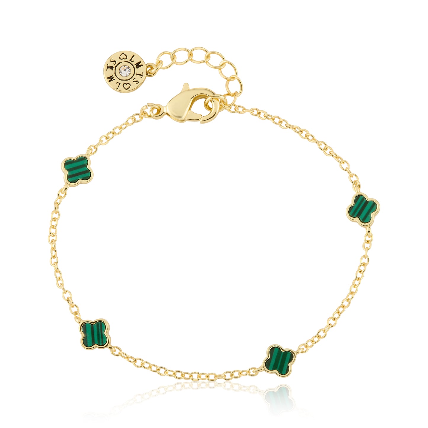 14K Gold Plated 6mm Clover Station Chain Bracelet Wholesale