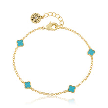 14K Gold Plated 6mm Clover Station Chain Bracelet Wholesale