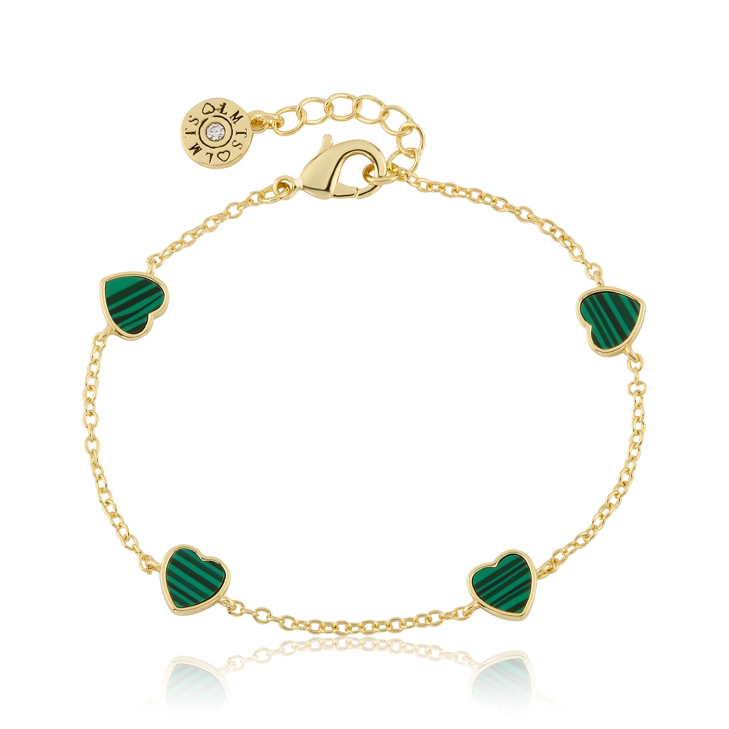 14K Gold Plated 7mm Heart Station Chain Bracelet Wholesale