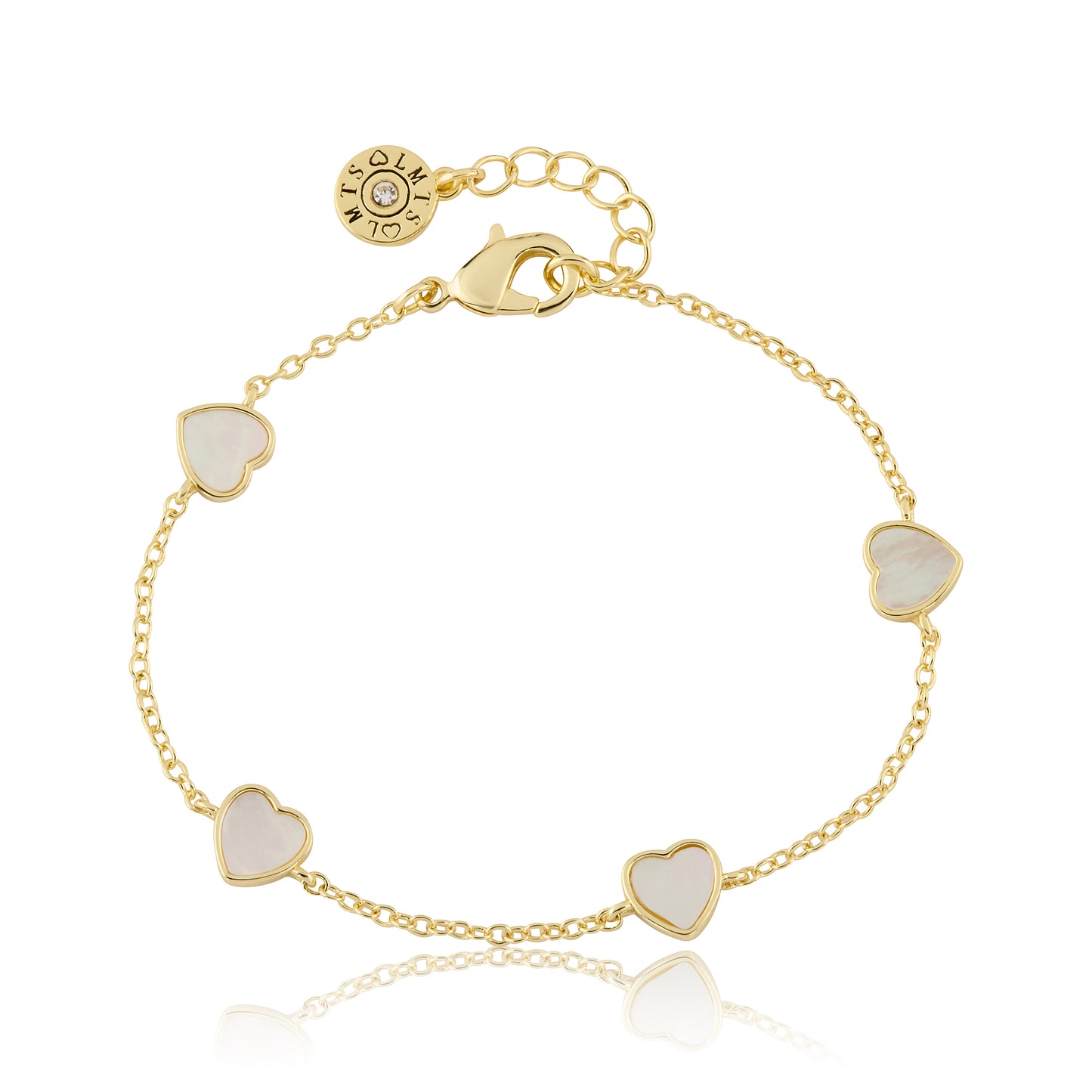 14K Gold Plated 7mm Heart Station Chain Bracelet Wholesale