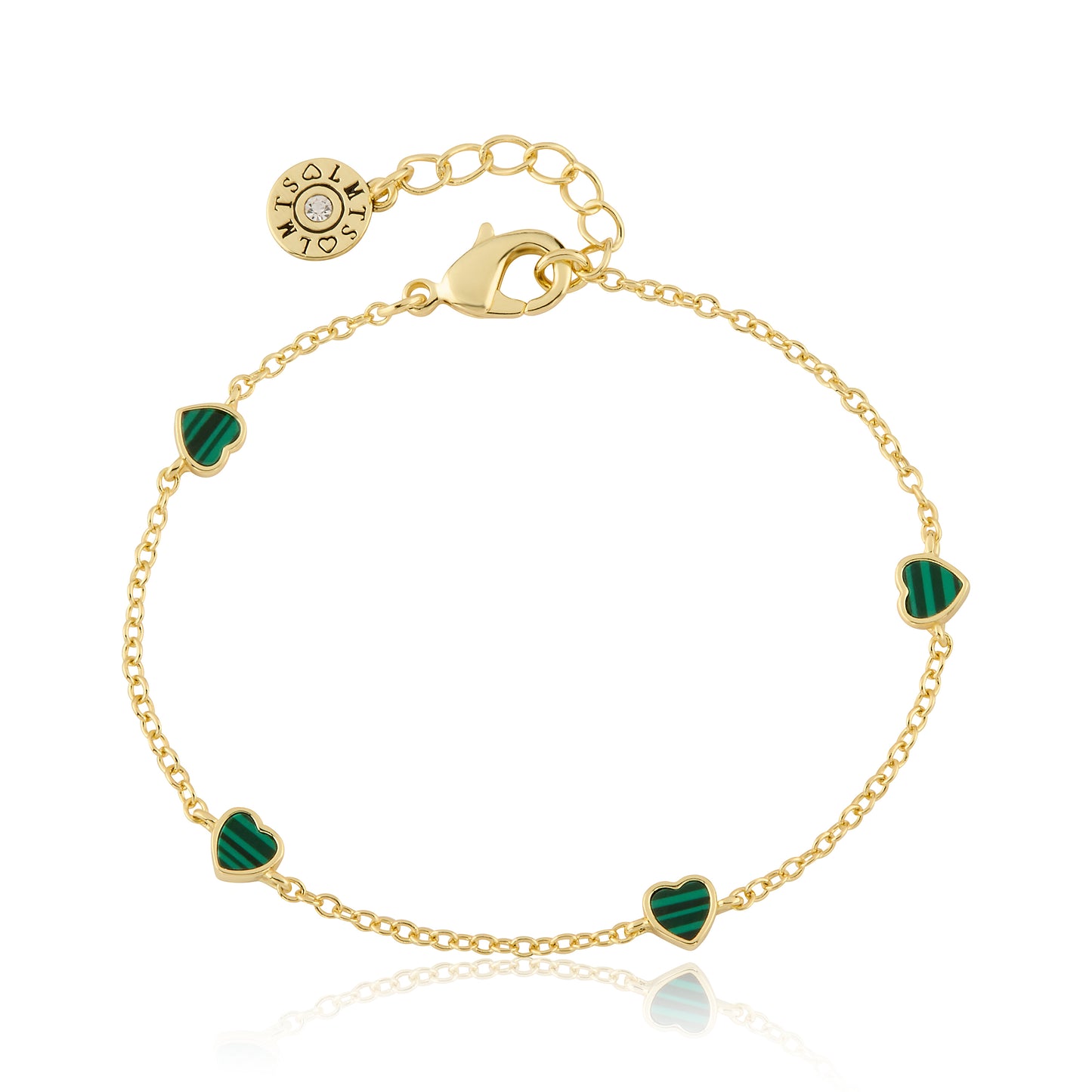 14K Gold Plated 5mm Heart Station Chain Bracelet Wholesale