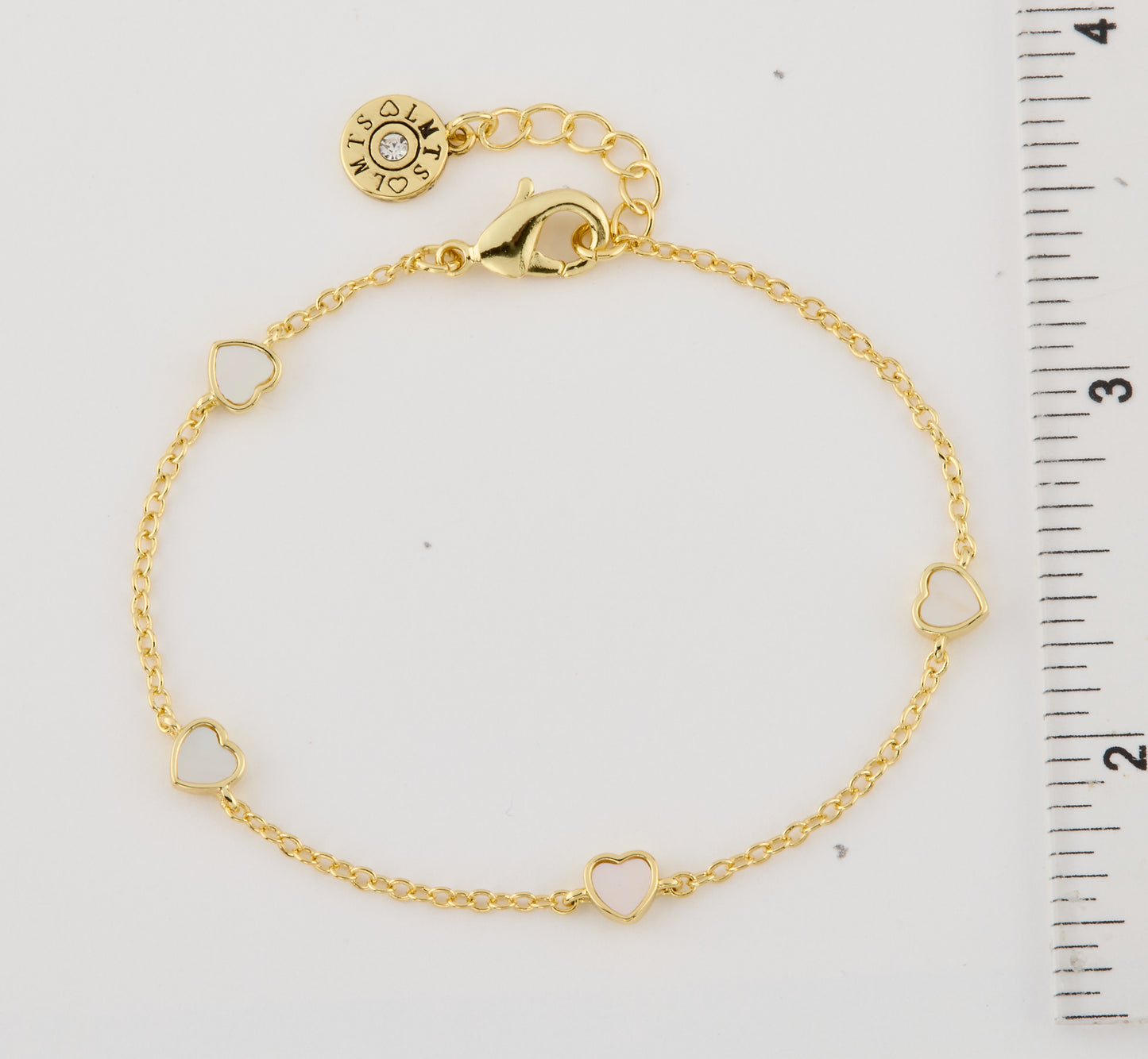 14K Gold Plated 5mm Heart Station Chain Bracelet Wholesale