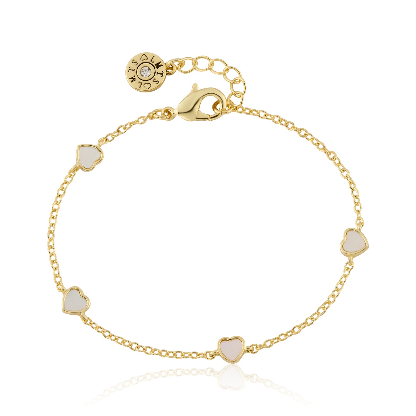 14K Gold Plated 5mm Heart Station Chain Bracelet Wholesale