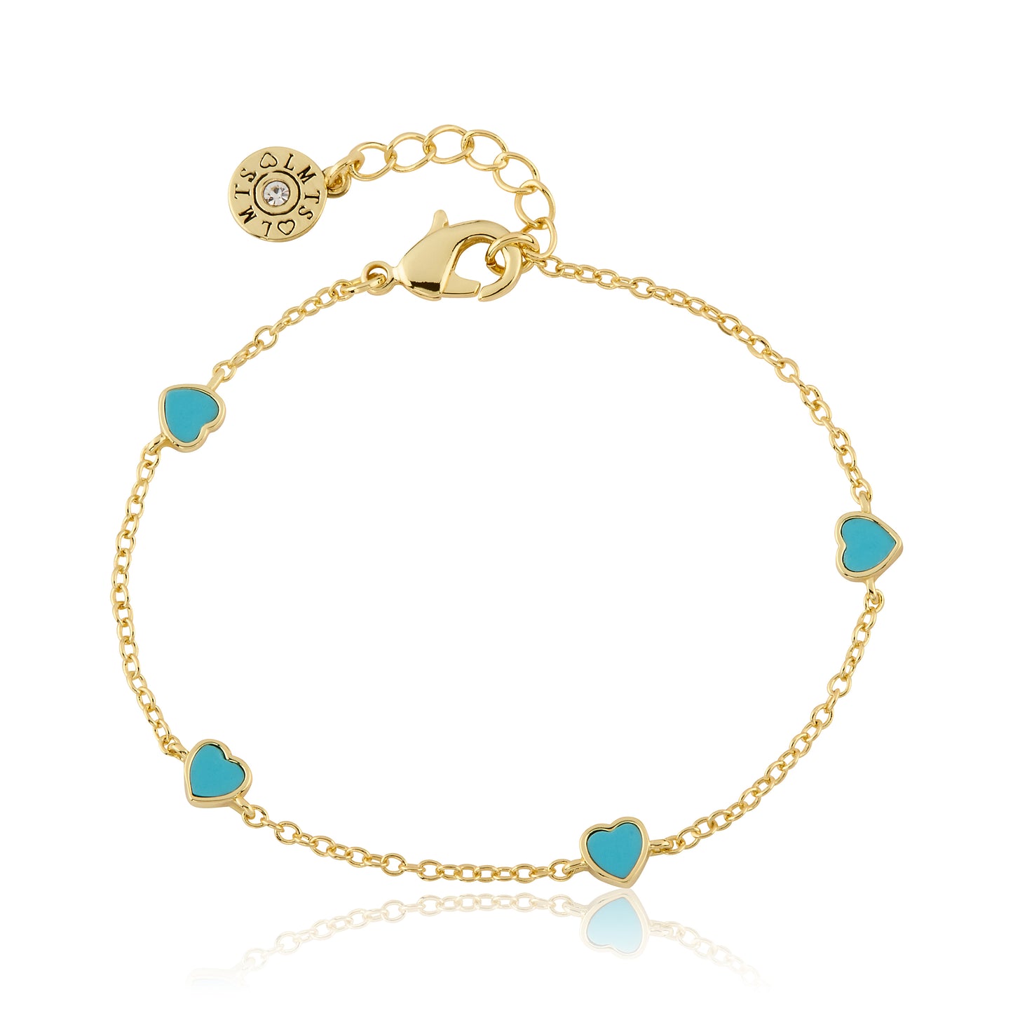 14K Gold Plated 5mm Heart Station Chain Bracelet Wholesale