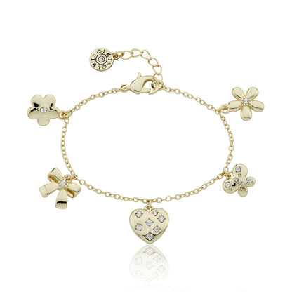14k Gold Plated Cz & 3D Charm Bracelet Wholesale