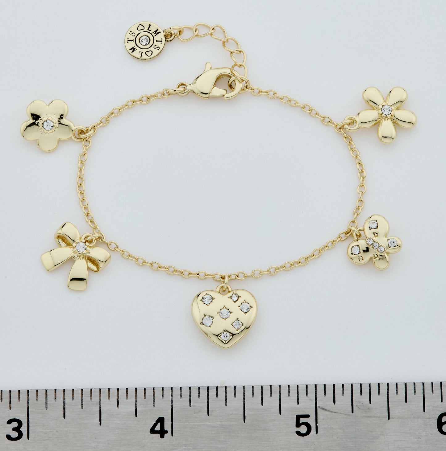 14k Gold Plated Cz & 3D Charm Bracelet