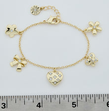 14k Gold Plated Cz & 3D Charm Bracelet Wholesale