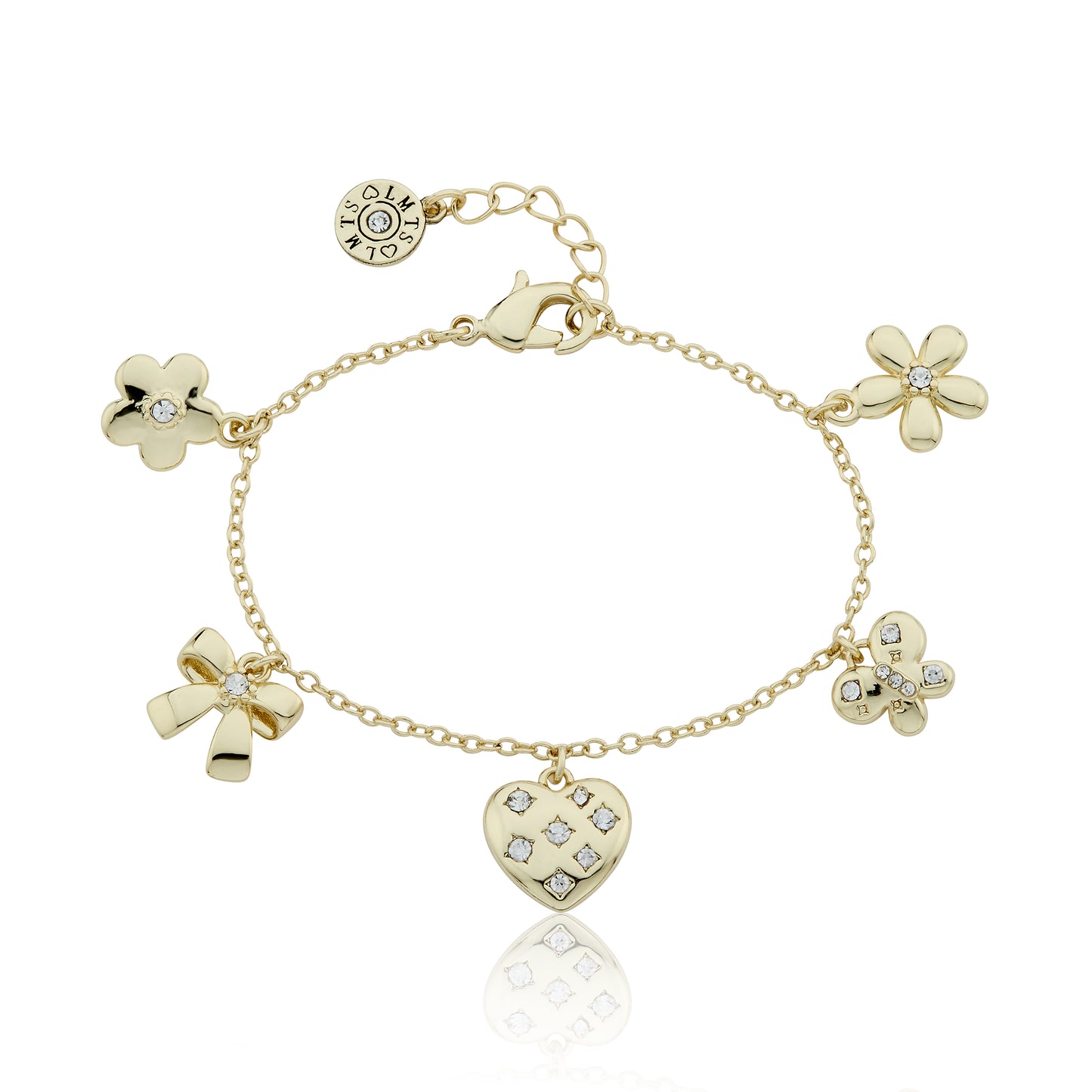 14k Gold Plated Cz & 3D Charm Bracelet