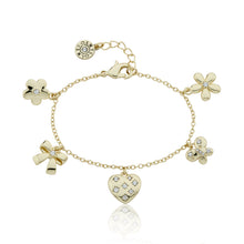 14k Gold Plated Cz & 3D Charm Bracelet
