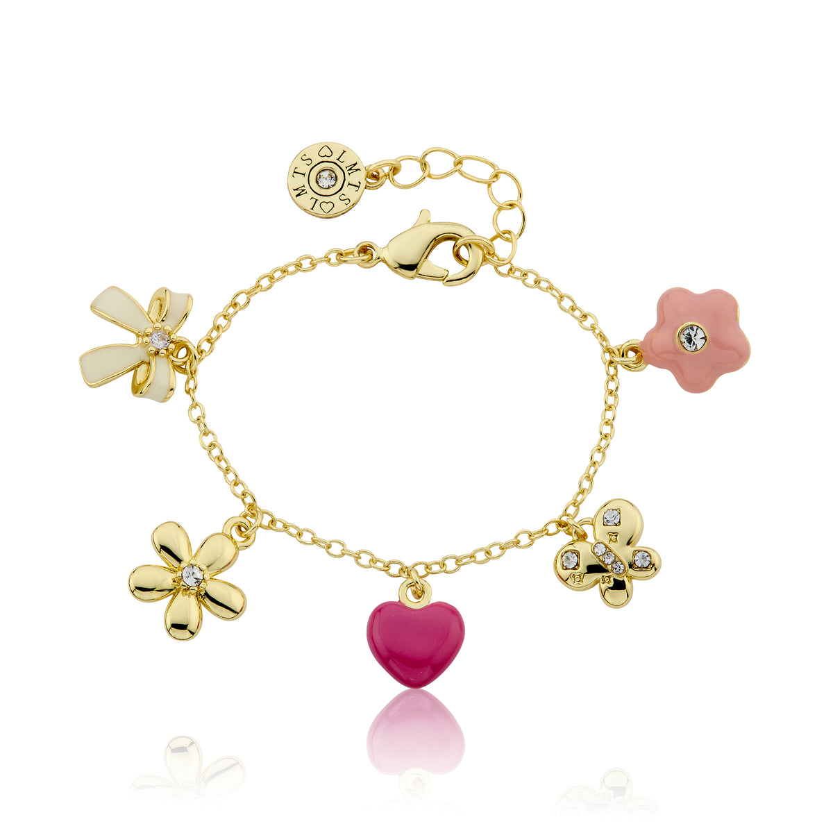 14k Gold Plated Cz & 3D Enamel Charm Bracelet Wholesale