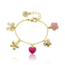 14k Gold Plated Cz & 3D Enamel Charm Bracelet Wholesale