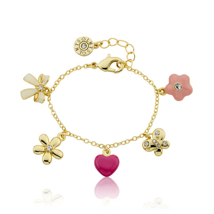14k Gold Plated Cz & 3D Enamel Charm Bracelet Wholesale