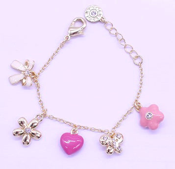 14k Gold Plated Cz & 3D Enamel Charm Bracelet Wholesale