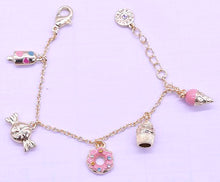 14k Gold Plated Enamel & 3D Treats Charm Bracelet Wholesale