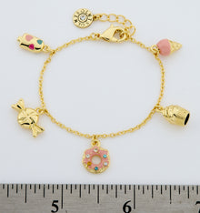 14k Gold Plated Enamel & 3D Treats Charm Bracelet