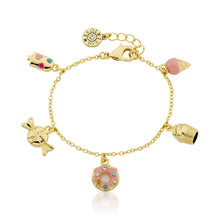 14k Gold Plated Enamel & 3D Treats Charm Bracelet Wholesale
