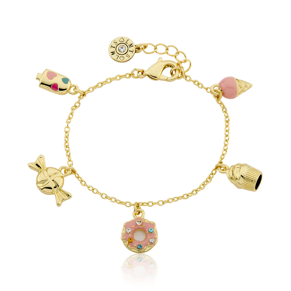 14k Gold Plated Enamel & 3D Treats Charm Bracelet