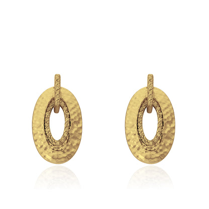 14K Gold Plated Retro Hammered Teardrop In Teardrop Earring Wholesale