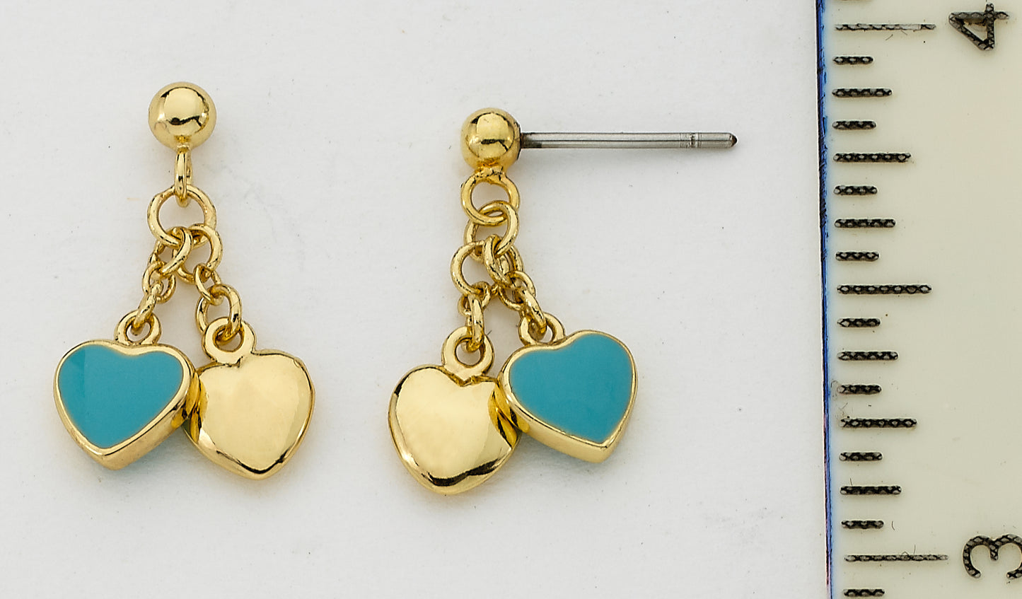 Enamel & Gold Heart Dangle Earring