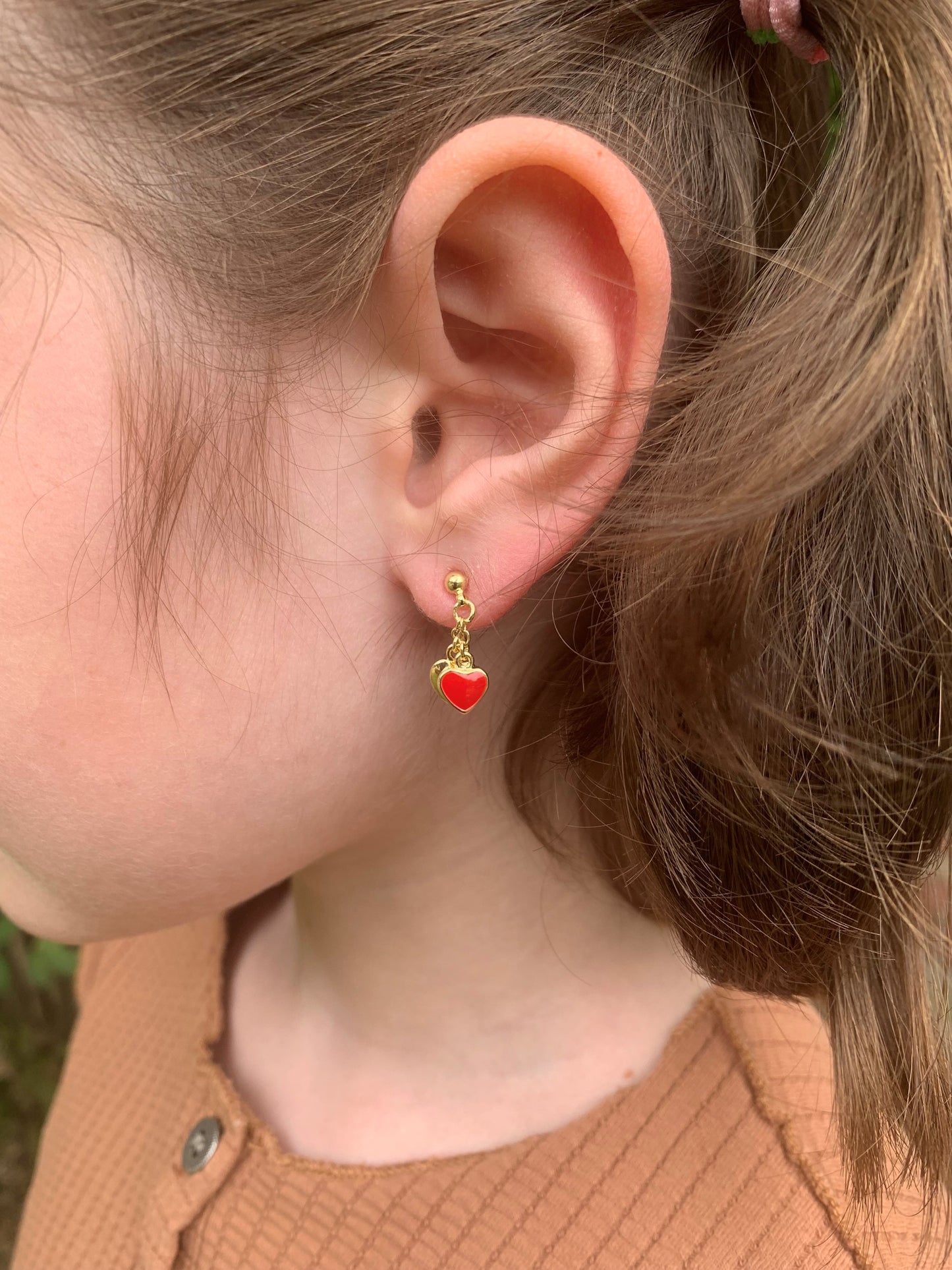 Enamel & Gold Heart Dangle Earring