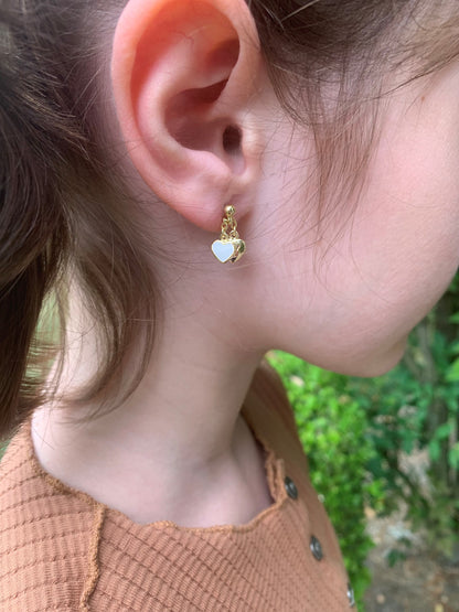 Enamel & Gold Heart Dangle Earring