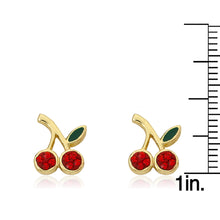 14K Gold Plated CHERRY DELIGHT Cherry Stud Earrings