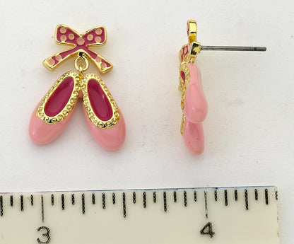 14K Gold Plated BALLET BEAUTY Ballet Shoes Dangle Earring Wholesale