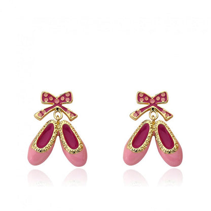 14K Gold Plated BALLET BEAUTY Ballet Shoes Dangle Earring Wholesale