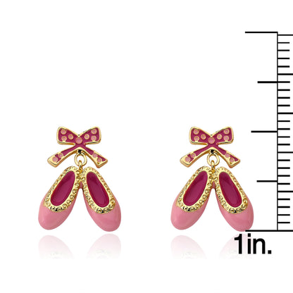 14K Gold Plated BALLET BEAUTY Ballet Shoes Dangle Earring Wholesale