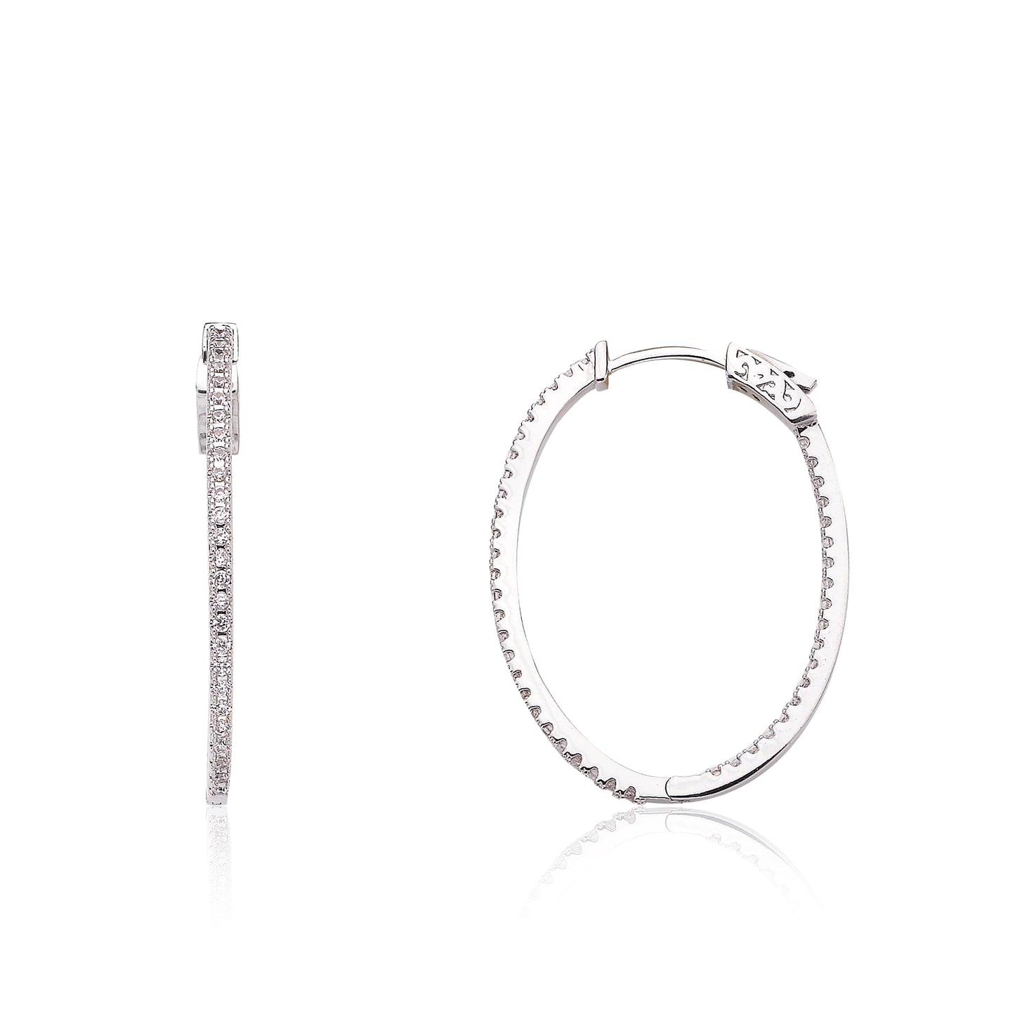 Rhodium Plated Retro Classic U Hoop Earrings Wholesale