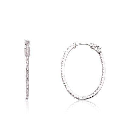 Rhodium Plated Retro Classic U Hoop Earrings Wholesale