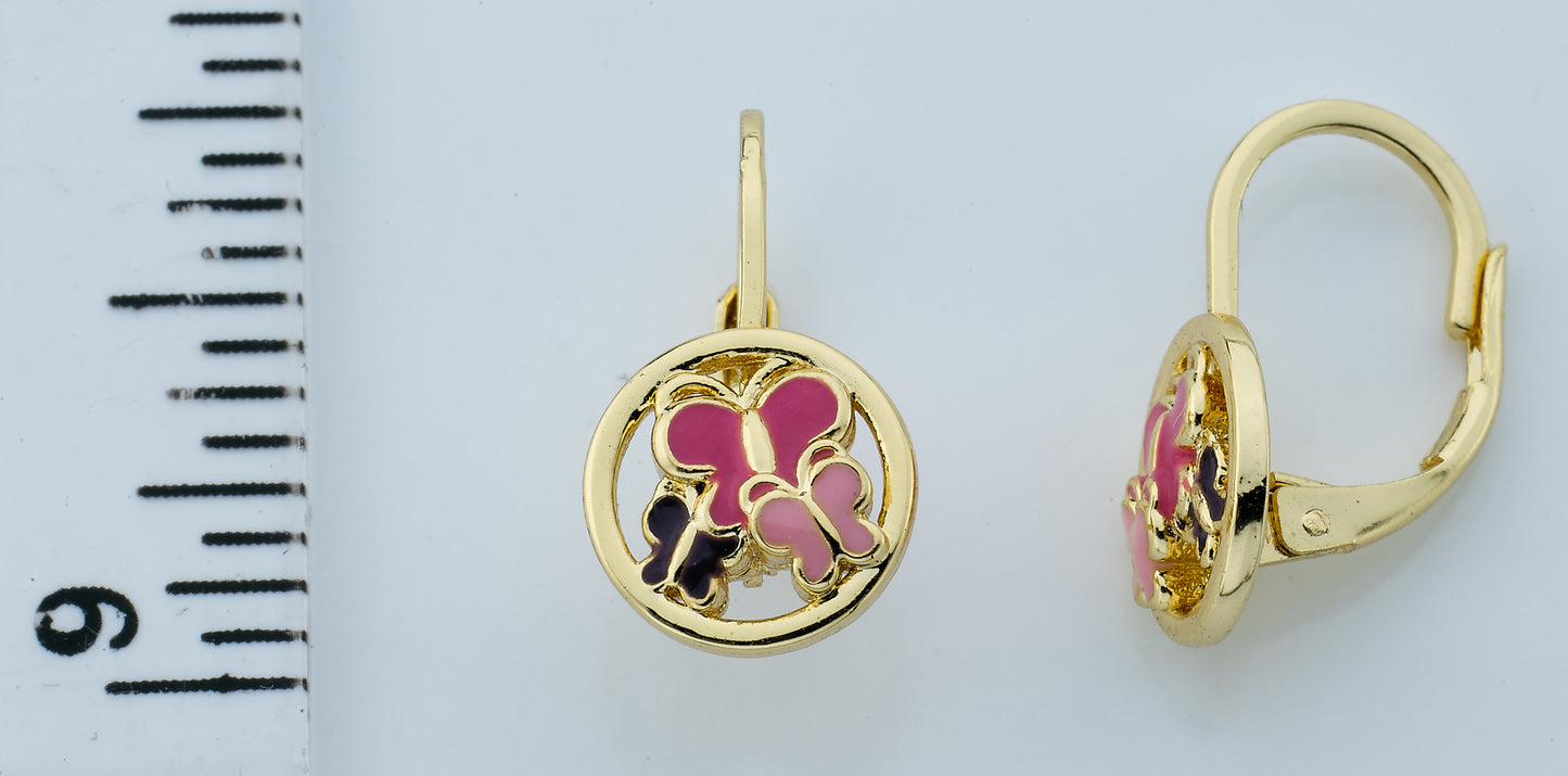 Enamel Butterfly Circle Earring