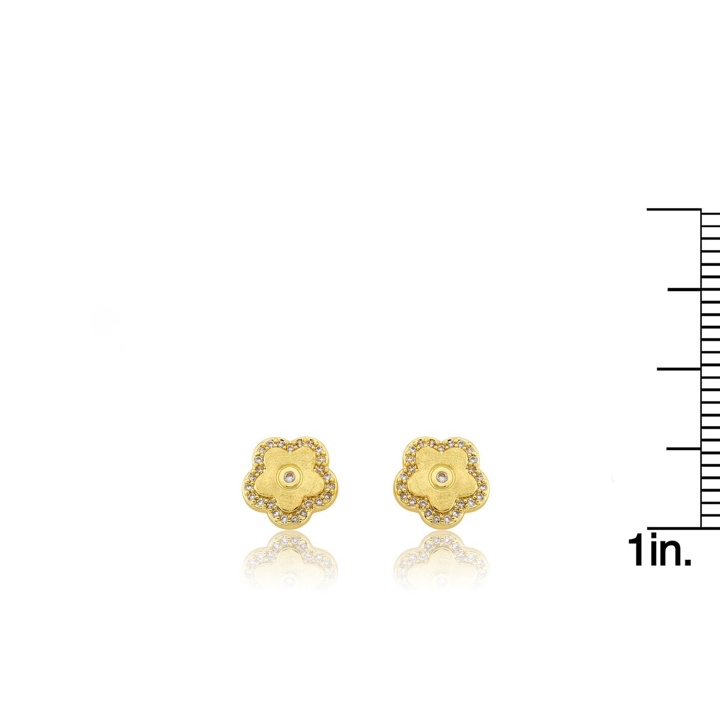 LMTS Classic! Flower Cz Frame Stud Earring