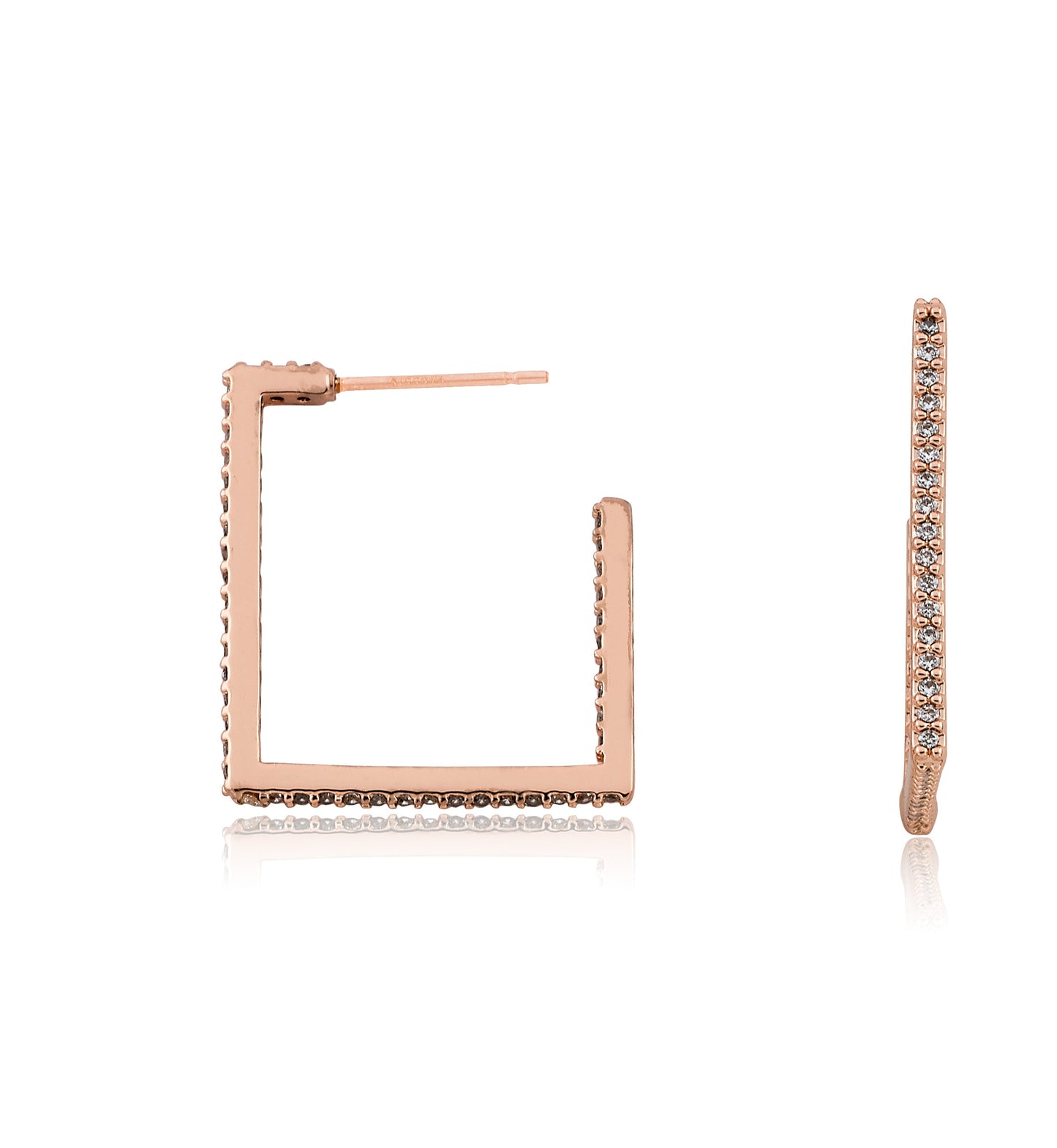 14K Gold Plated CZ Square Hoop Earring Wholesale