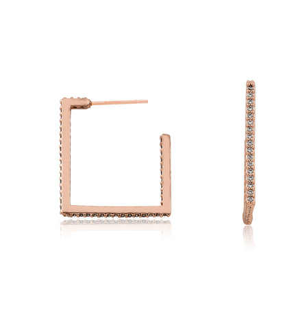 14K Gold Plated CZ Square Hoop Earring Wholesale