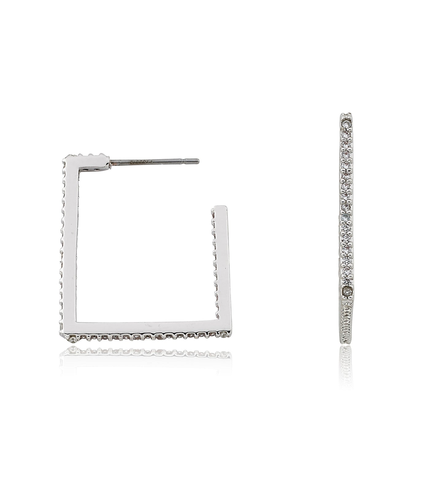 14K Gold Plated CZ Square Hoop Earring Wholesale