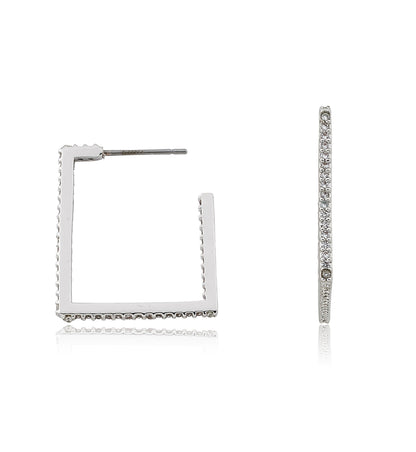 14K Gold Plated CZ Square Hoop Earring Wholesale