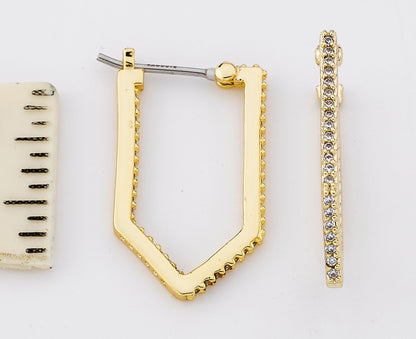 Retro 14 Kt. Plated CZ Hexagon Hoop Earring Wholesale