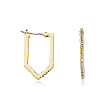 Retro 14 Kt. Plated CZ Hexagon Hoop Earring Wholesale