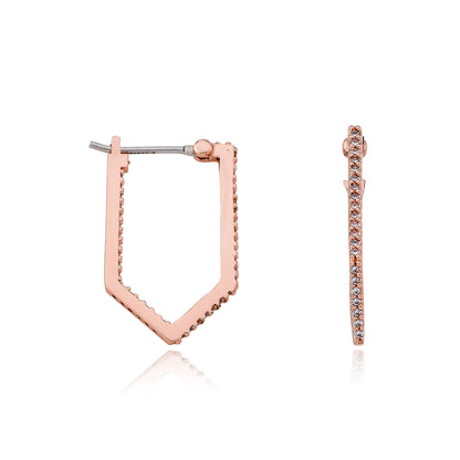 Retro 14 Kt. Plated CZ Hexagon Hoop Earring Wholesale