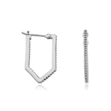 Retro 14 Kt. Plated CZ Hexagon Hoop Earring