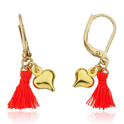Mileez Mini Tassel & Heart Dangle Leverback Earring Wholesale