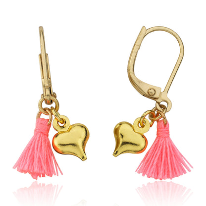 Mileez Mini Tassel & Heart Dangle Leverback Earring Wholesale