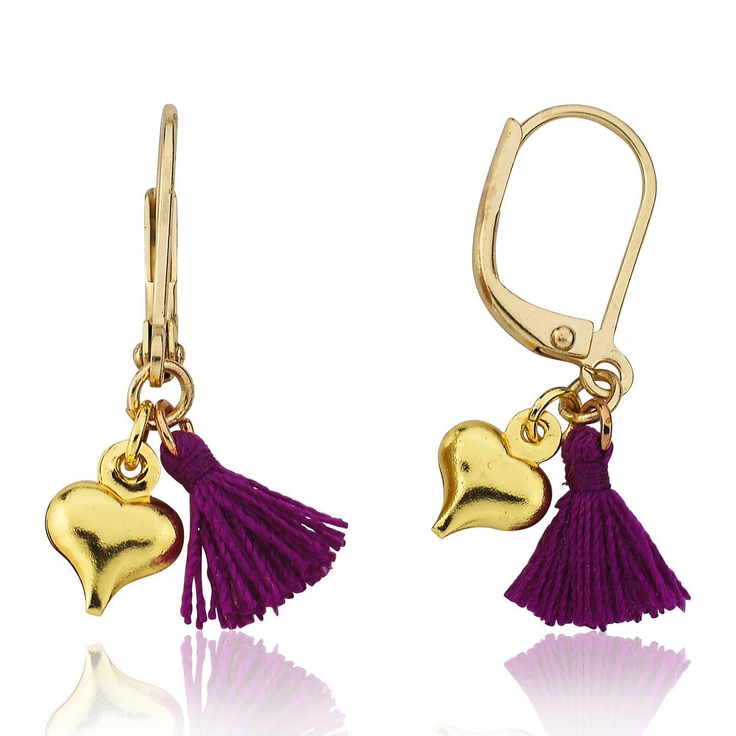 Mileez Mini Tassel & Heart Dangle Leverback Earring Wholesale